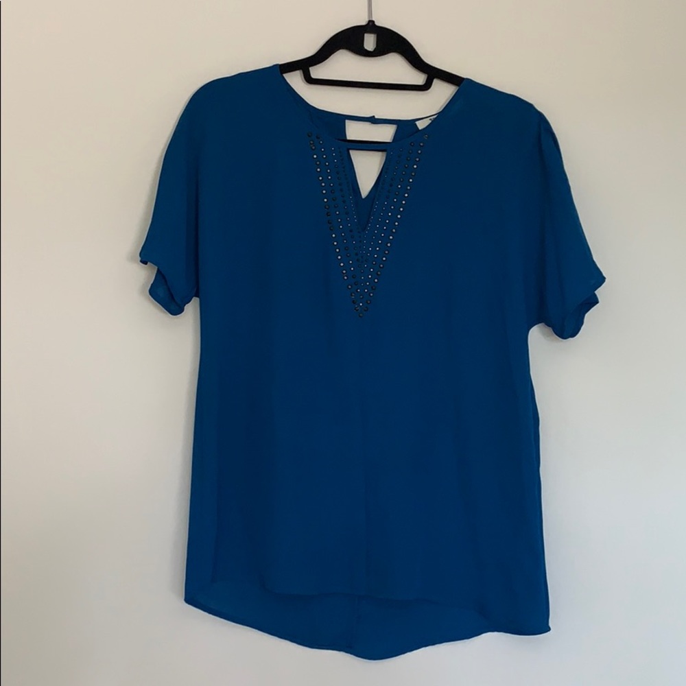 DANIEL RAINN dark teal blouse